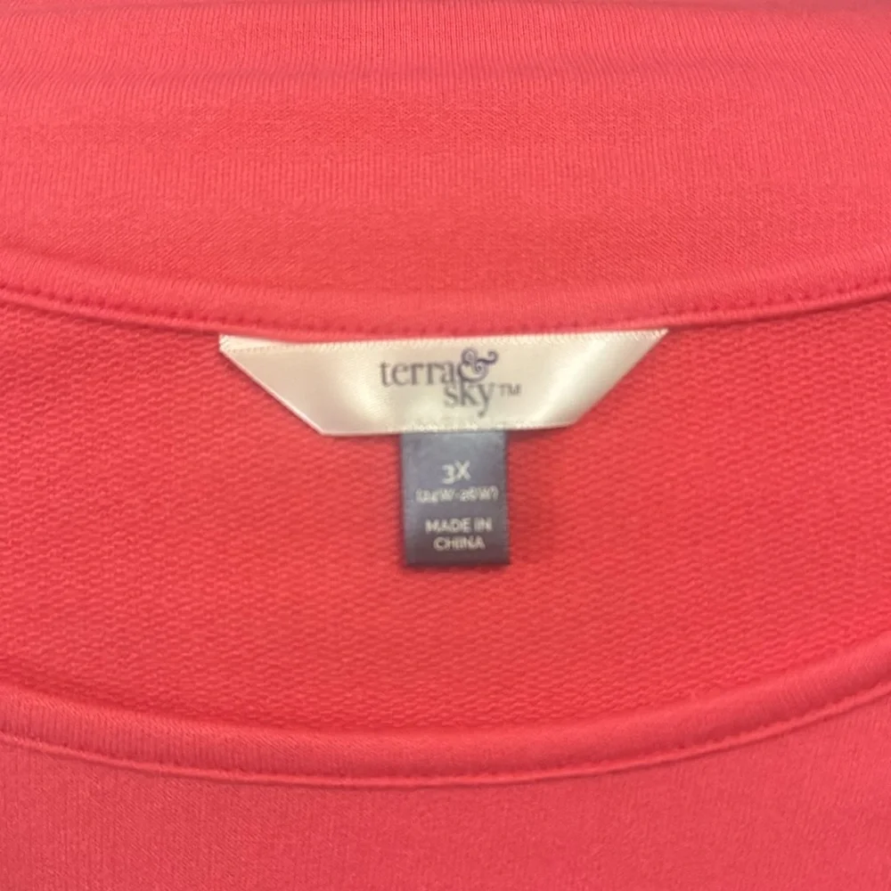 Coral Punch Top by Terra & Sky with Openings in Sleeves - 3X - Picture 8 of 9